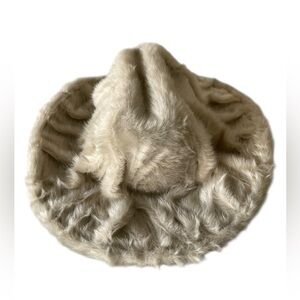 ninamounah Elegant Cream Faux Fur Hat